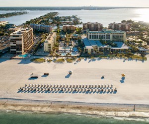 aerial beach view of Sirata Resort