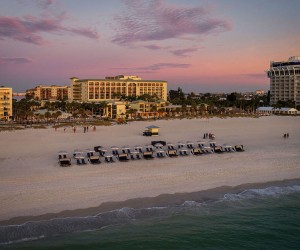 aerial beach view of Sirata Resort