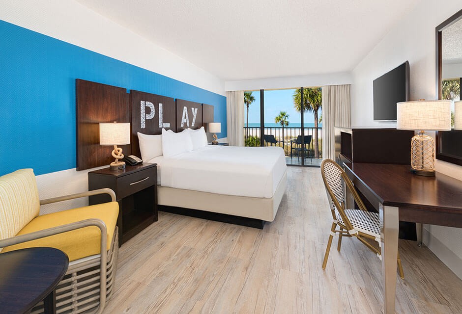 king bedroom hotel suite at Sirata