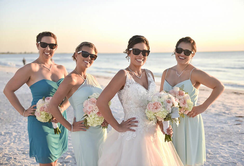 bride and bridesmaids at Sirata