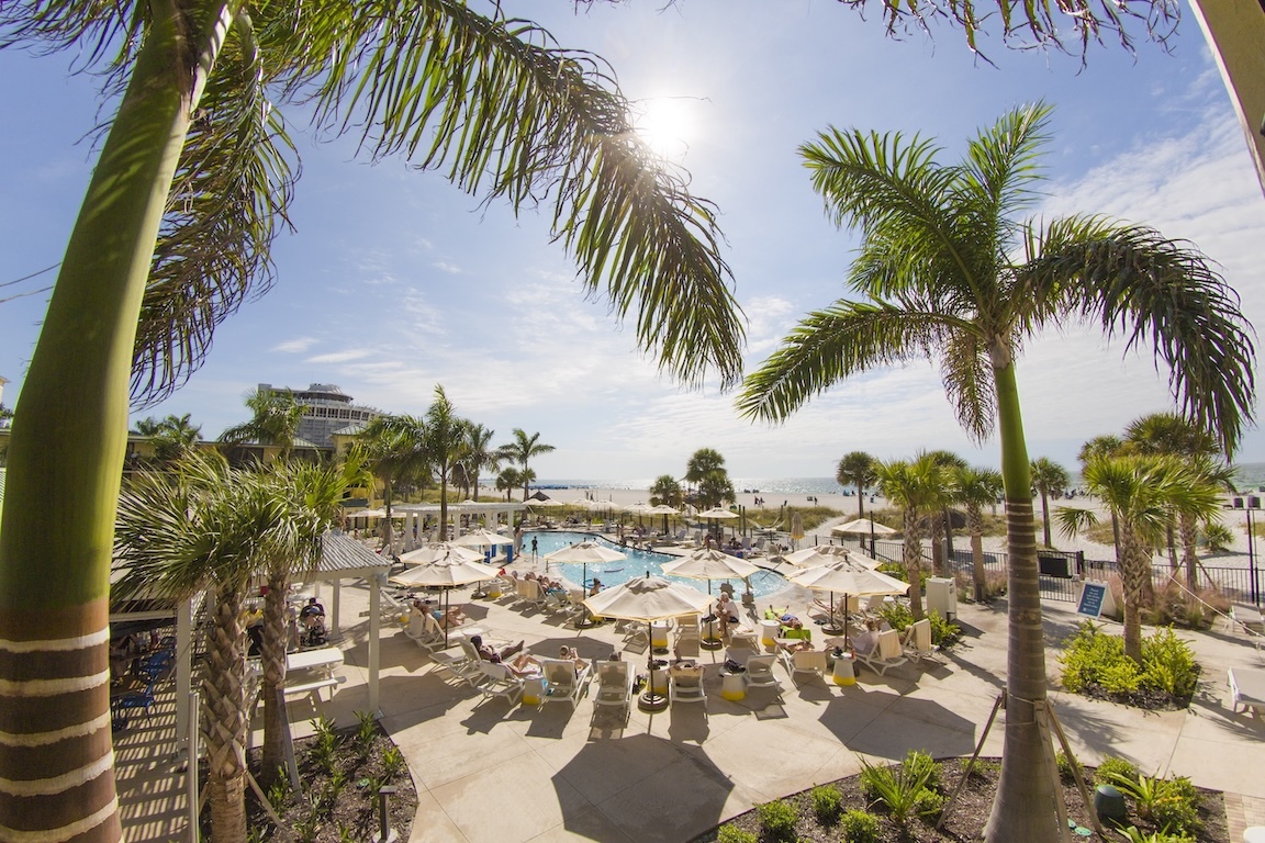 sunshine, palm trees and the sirata pool